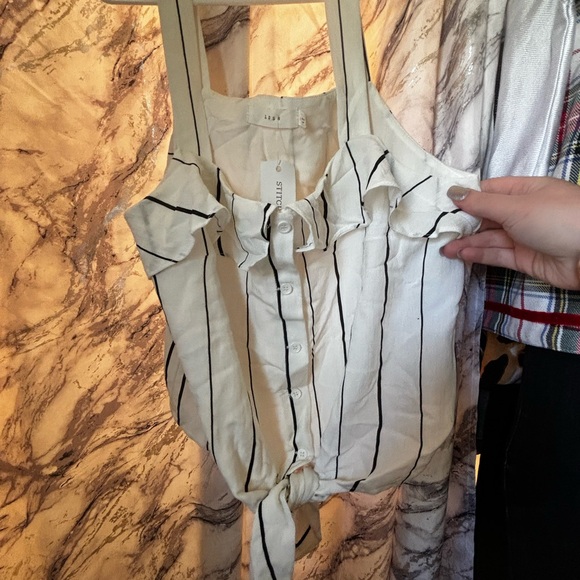 Lush Ivory and Black Striped Blouse - Picture 2 of 4